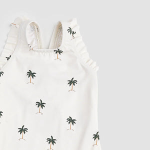 Ruffle Palm Printed 1PC Swimsuit