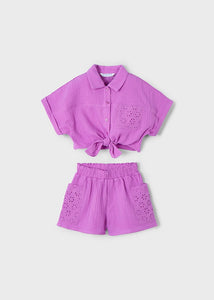 Eyelet Accent Shirt & Short Set