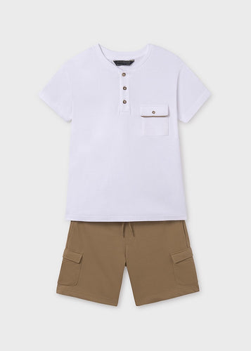 Knit Henley & Cargo Short Set