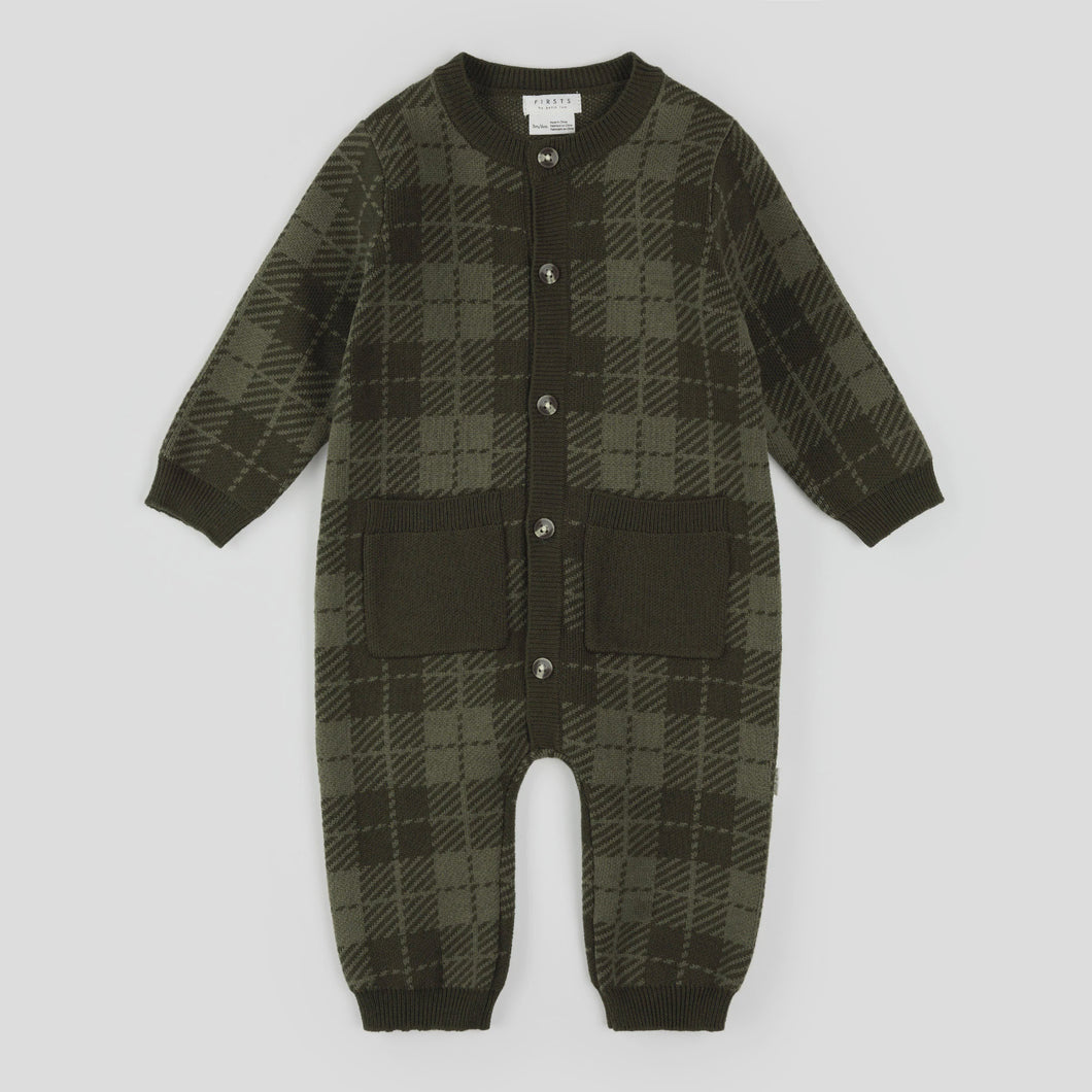 L/S Gingham Knit Playsuit