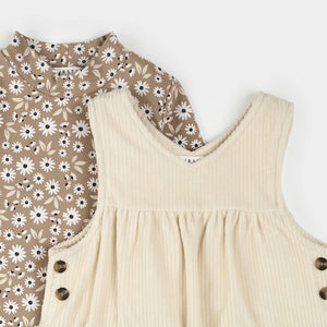 Daisy Print Corduroy Dress Set