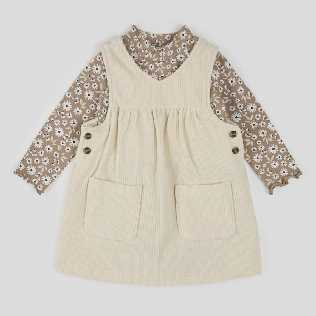 Daisy Print Corduroy Dress Set