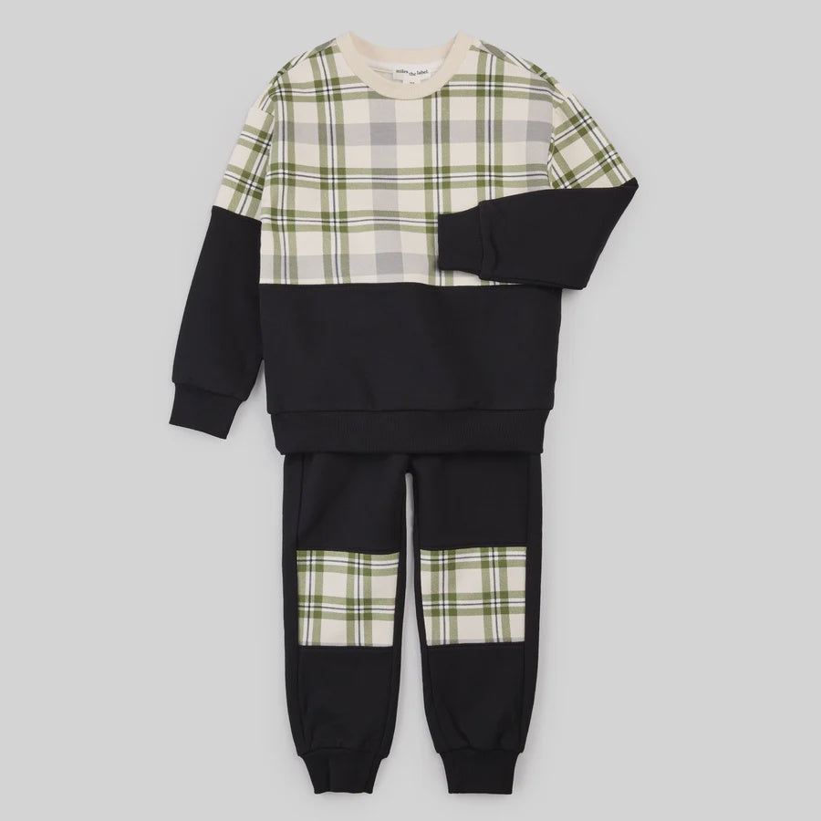Plaid Mix Jogging Set