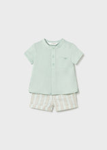 Load image into Gallery viewer, Mao Collar Stripe Short Set