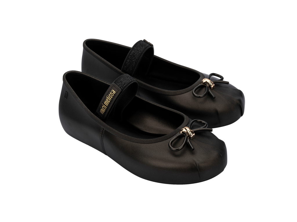 Sophie Ballet Flat Kids Metallic Black