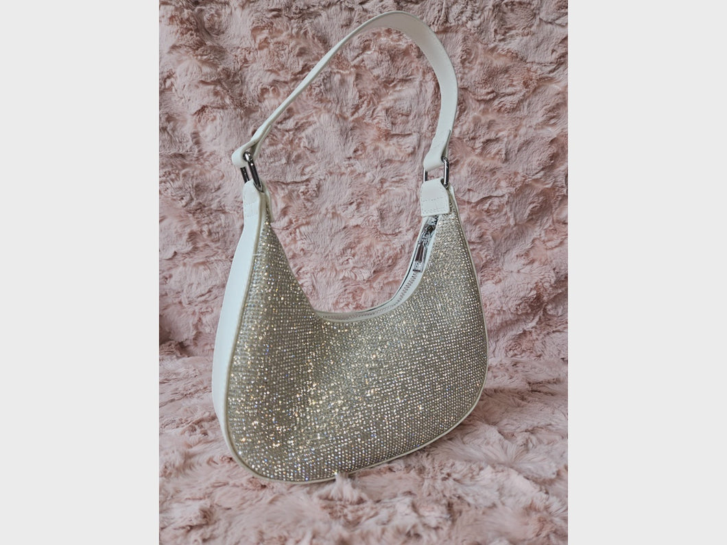 Large Rhinestone Crescent Bag