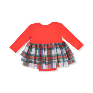 L/S Tutu Bodysuit- Holiday Plaid