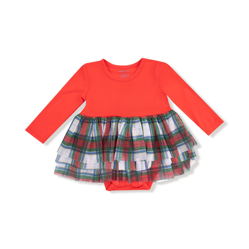 L/S Tutu Bodysuit- Holiday Plaid