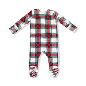 2 Way Zipper Footie- Holiday Plaid