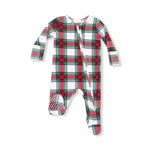 2 Way Zipper Footie- Holiday Plaid