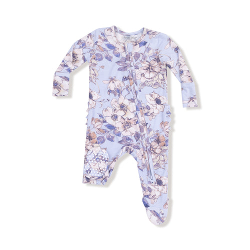 2-Way Zip Ruffle Footie- Woodrose-Peri