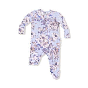 2-Way Zip Ruffle Footie- Woodrose-Peri