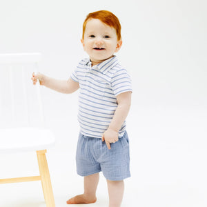 French Stripe Polo Shirt & Muslin Short