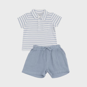 French Stripe Polo Shirt & Muslin Short