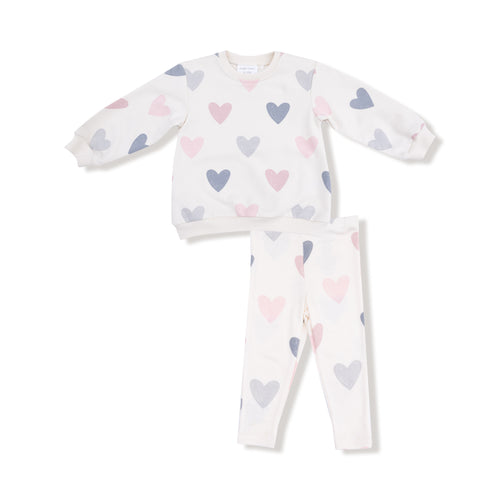 Puffy L/S Oversized Sweatshirt + Legging- Hearts