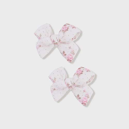 2Pk Bow Clips- Belle Rosette Dot