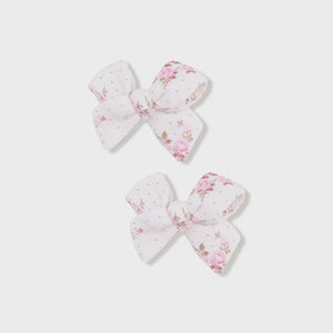 2Pk Bow Clips- Belle Rosette Dot
