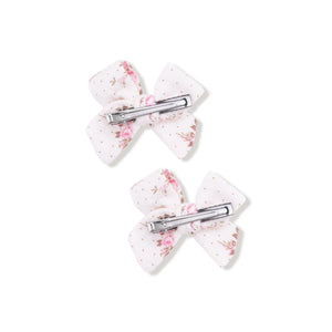 2Pk Bow Clips- Belle Rosette Dot