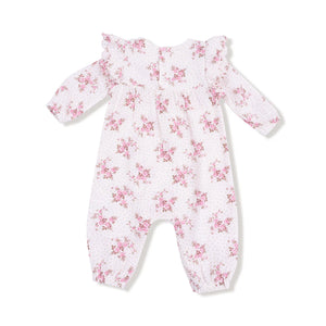 L/S Petal Ruffle Romper-Belle Rosette Dot