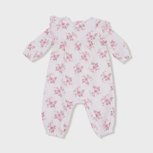 L/S Petal Ruffle Romper-Belle Rosette Dot