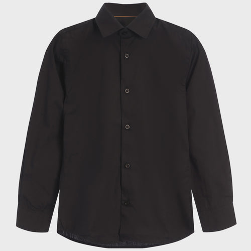 Solid L/S Dress Shirt- Black