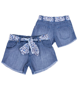 Light Denim Belted Short