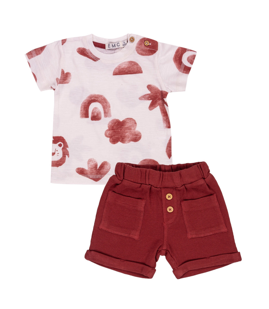 Lion Slub Jersey Tee & Waffle Short Set