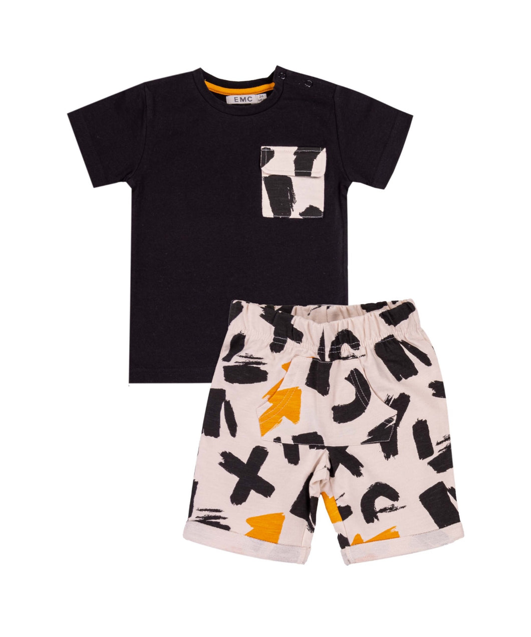Jersey Pkt Tee & Printed Short Set