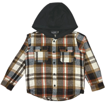 Load image into Gallery viewer, Coastline Hooded Flannel- Black/Natural/Rust