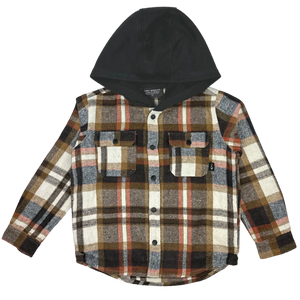 Coastline Hooded Flannel- Black/Natural/Rust