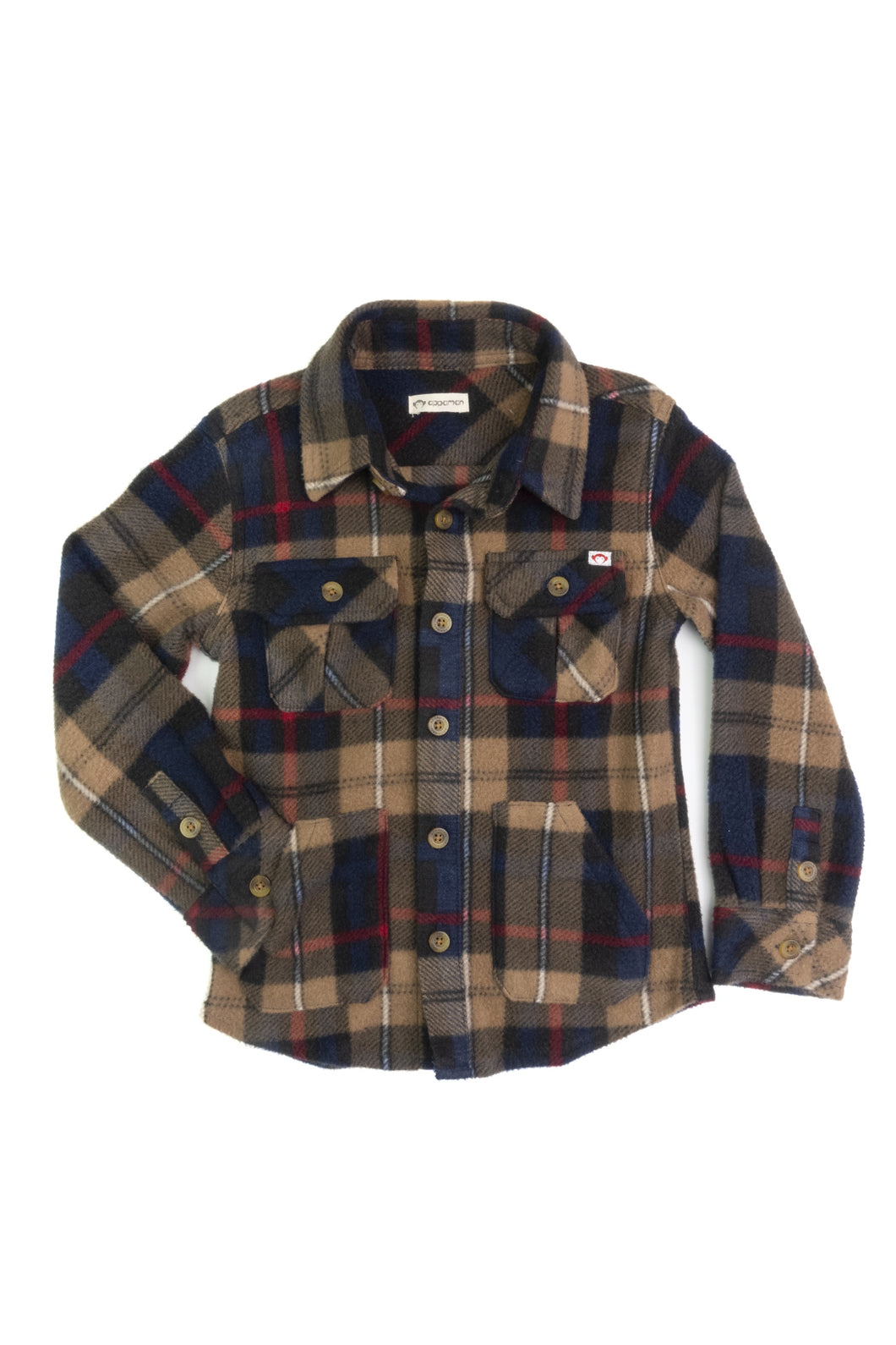 Snow Fleece Shirt- Navy/Khaki Plaid