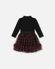 Load image into Gallery viewer, Mock Neck Plaid Mesh Tulle Dress