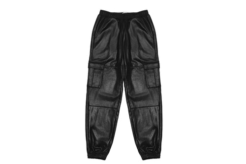 Faux Leather Cargo Sweatpants