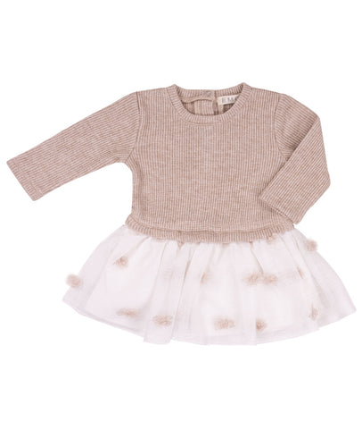 L/S Sweater Plumetis Voile Dress