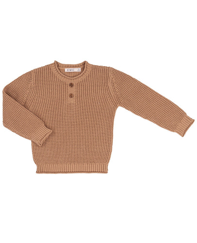Waffle Texture Henley Sweater