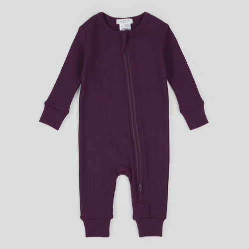 Ribbed L/S Knit Sleeper- Plum