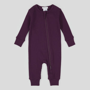 Ribbed L/S Knit Sleeper- Plum