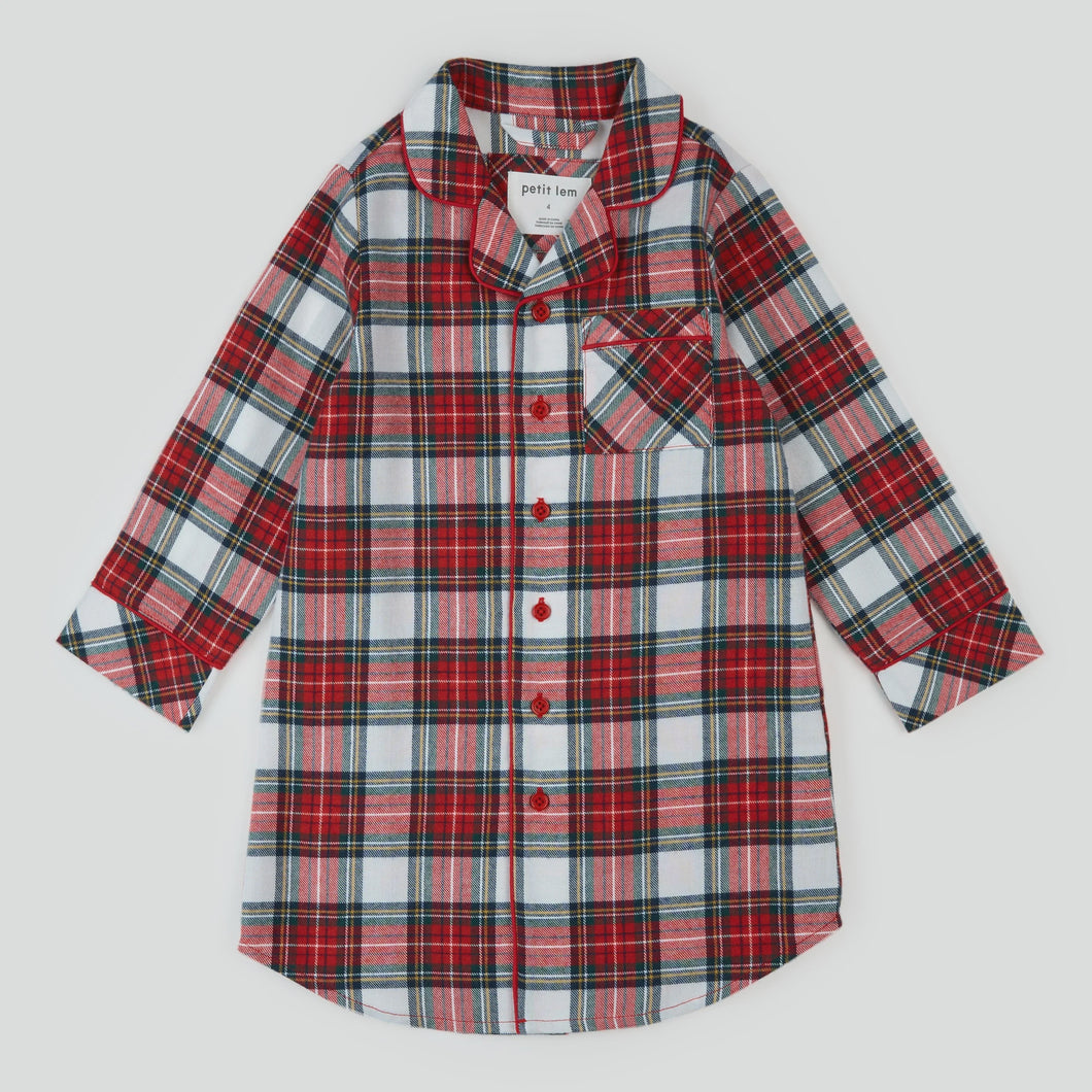 Plaid Flannel Collared Nightgown Y
