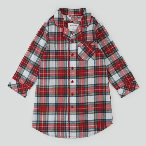 Plaid Flannel Collared Nightgown K
