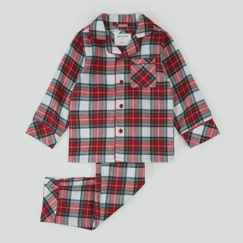 Plaid Flannel Collared L/S Pj Set B