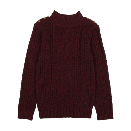 Marled Multi Knit Crew- Maroon