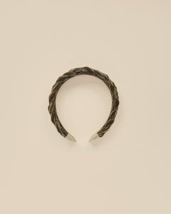 Velvet Braided Headband-Olive