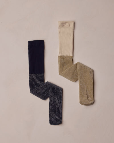 Shimmer Tights- Ecru/Black