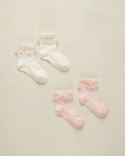 Load image into Gallery viewer, Ruffle Socks- Ivory/Blush