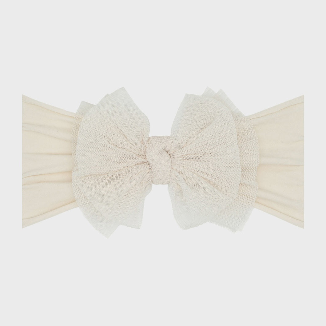 Tulle FAB Soft Nylon Headband- Pleated Oatmeal