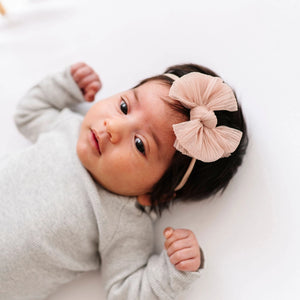 Tulle Baby FAB Skinny Headband- Pleated Rose Quartz