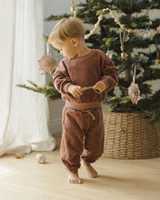 Load image into Gallery viewer, Velour Relaxed Sweat Set-Cranberry