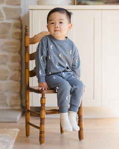 Relaxed Fleece Sweat Set- Silver Moons