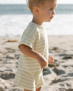 Waffle Tee + Short Set- Mint Stripe