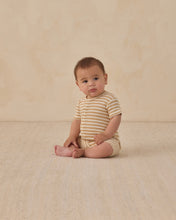 Load image into Gallery viewer, Waffle Snap Romper- Butterscotch Stripe